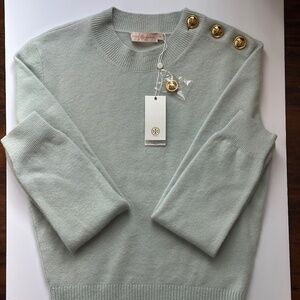 Tory Burch Rose Sweater with Tags Iced Blue Size Medium